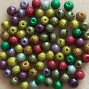 8o, 6mm textured glass pearls, mixed colours