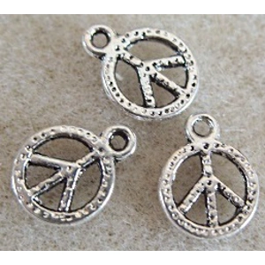 3 metal peace charms, 8.5mm