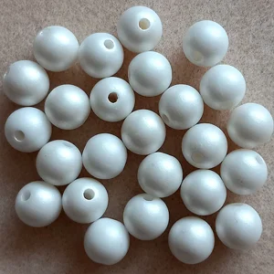 25, 10mm round beads, white satin