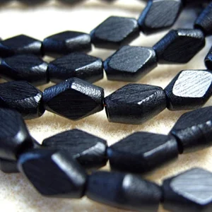 30, diamond shape wooden beads, black