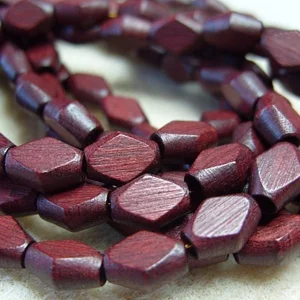 30, diamond shape wooden beads, mahogany