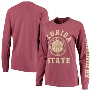 Women's Garnet Florida State Seminoles Oversized Comfort Colors University Seal Long Sleeve T-shirt