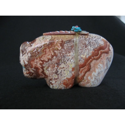 Rossetta Jasper Bear 3-1/2" L x  2 "H by Lena Boone Authentic Zuni Art