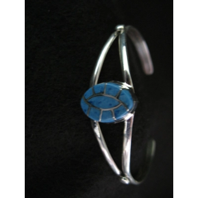 Silver Channel  Lapis   by  Ricky - Virgina Booqua 6-1/2" Round  1-1/4" Gap