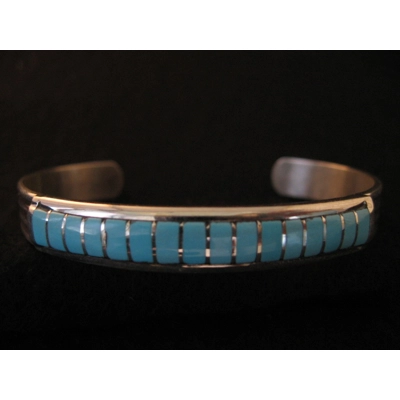 Silver and Turquoise Channel Design    by Gina Dosedo 6-1/2" Round  1-1/4" Gap