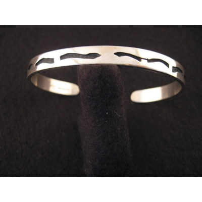 Hopi Snake Design Silver Band  by John Honie 7-1/4" Round  1-1/4" Gap