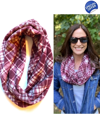 Burgundy plaid fleece scarf Burgundy plaid fleece scarf