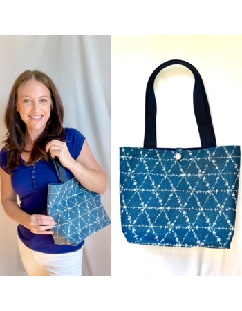blue denim tote with white t.. blue denim tote with white t..