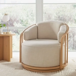 Better Homes & Gardens Lillian Swivel Birdcage Accent Chair, Cream Linen