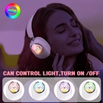 RGB Wireless Headphones Cute Cat Bluetooth Headset with Mic Portable Stereo Music Headphone RGB Wireless Headphones Cute Cat Bluetooth Headset with Mic Portable Stereo Music Headphone