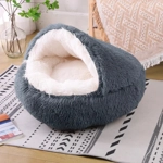 Soft Plush Round Cat Bed Pet Mattress Warm Comfortable Basket Cat Dog 2 in 1 Sleeping Bag Nest for S