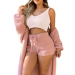 Autumn and Winter Warm Sleepwear Women's Comfortable Knitted Thick Sleepwear Set V-neck Winter Plush
