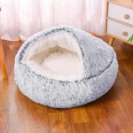 Soft Plush Round Cat Bed Pet Mattress Warm Comfortable Basket Cat Dog 2 in 1 Sleeping Bag Nest for S