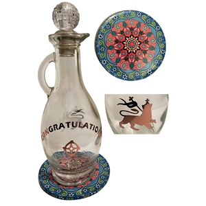 Libation Jug with coaster/Boxed/Adinkra symbol/Congratulations/Rose Gold