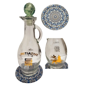 Libation Jug with coaster/Boxed/Initiative/Adiinkra symbol/Gold