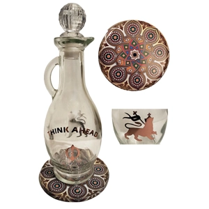 Libation Jar with coaster/Boxed/Adinkra symbol/Think Ahead..