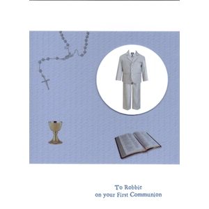 Suit First Communion Card for Boy