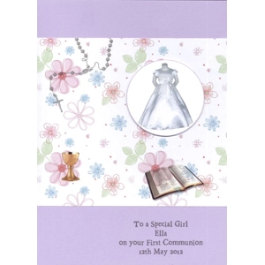 Purple First Communion Card