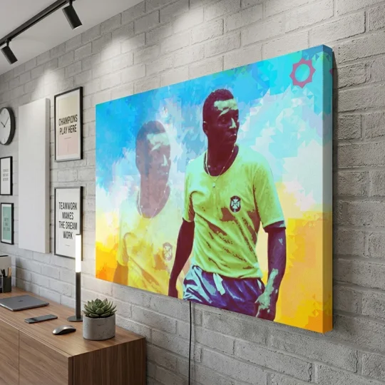 Pelé-inspired Brazil retro pop art football legend canvas print