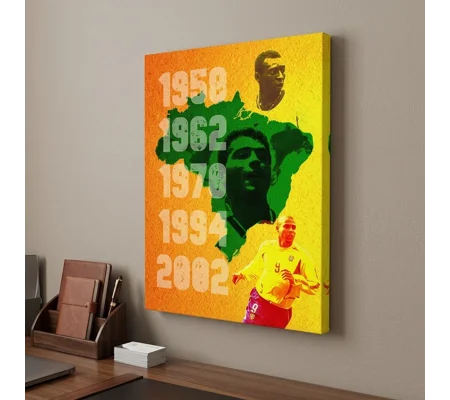 Brazil World Cup Legends-Inspired Tribute Canvas Wall Art | Retro Football Art