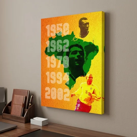 Brazil World Cup Legends-inspired retro pop-art football canvas print