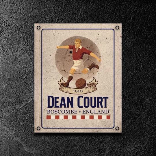 Dean Court vintage metal wall sign inspired by Bournemouth football history