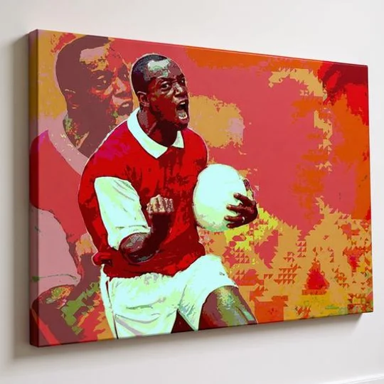 Ian Wright-inspired Arsenal canvas wall art in vibrant retro pop-art style