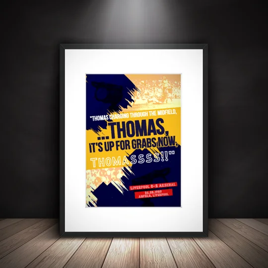 Arsenal Michael Thomas “It’s Up For Grabs Now” Framed Print – Iconic Goal Artwork