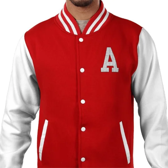Retro Arsenal-inspired football jacket showing knitted collar, cuffs and waistband