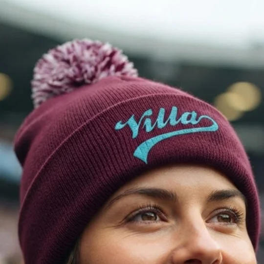 Aston Villa-inspired retro-style embroidered bobble hat