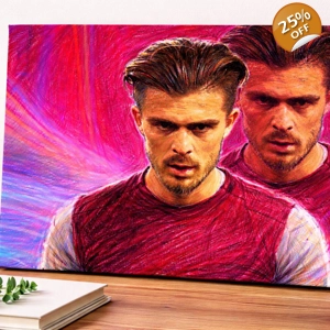Aston Villa Themed Jack Grealish Canvas Art Print | Football Wall Art