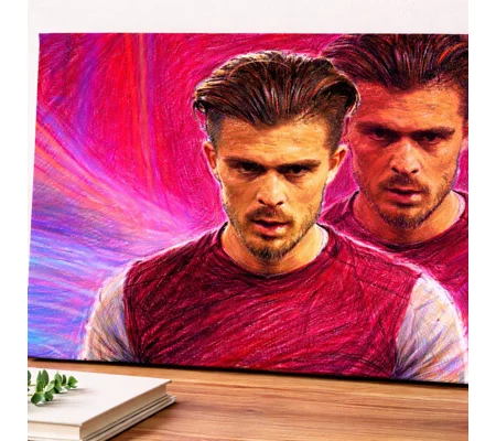 Aston Villa Themed Jack Grealish Canvas Art Print | Football Wall Art