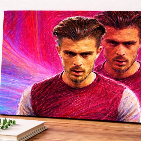 Aston Villa Themed Jack Grealish Canvas Art Print | Football Wall Art