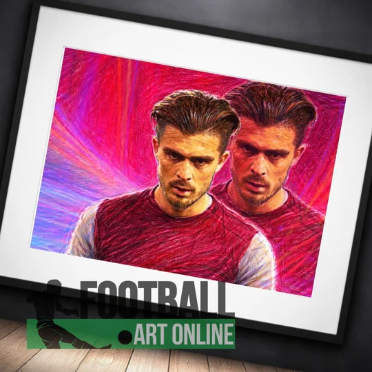 Aston Villa Themed Jack Grealish Framed Art Print | Football Wall Art