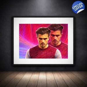 Aston Villa Themed Jack Grealish Framed Art Print | Football Wall Art