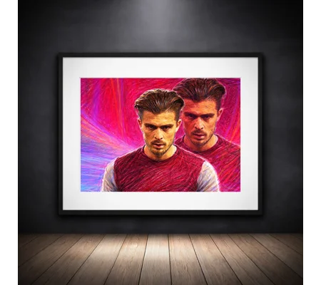 Aston Villa Themed Jack Grealish Framed Art Print | Football Wall Art