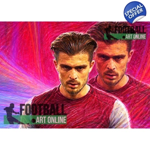 Aston Villa Themed Jack Grealish Digital Art Print | Football Wall Art
