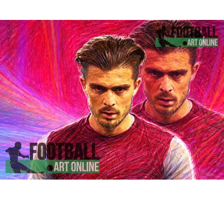 Aston Villa Themed Jack Grealish Digital Art Print | Football Wall Art