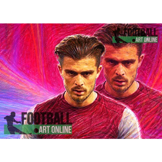 Aston Villa Themed Jack Grealish Canvas Art Print | Football Wall Art
