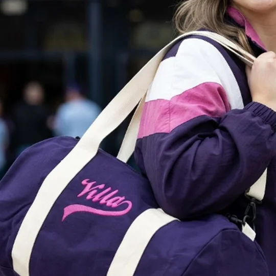 Aston Villa-inspired retro-style embroidered football kitbag
