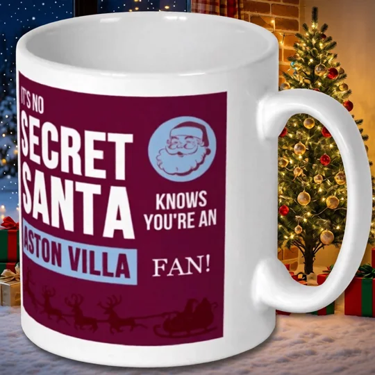 Aston Villa-inspired Secret Santa Christmas football gift mug