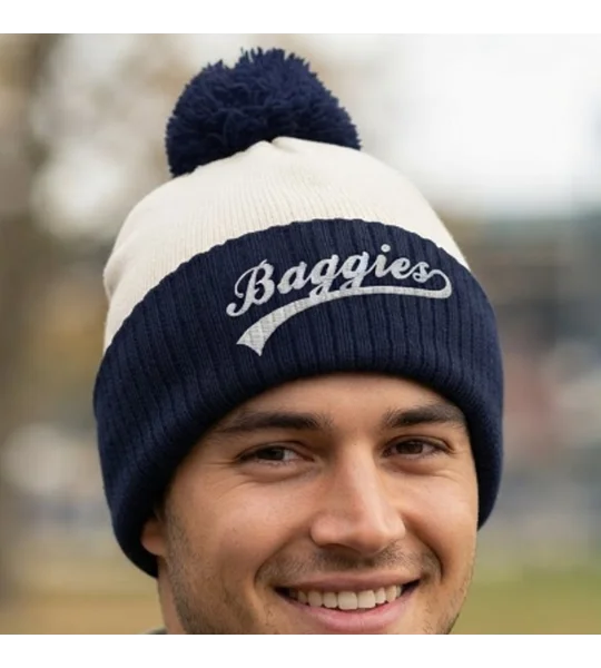 Baggies embroidered retro-style bobble hat with West Brom-inspired football design