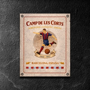 Camp de Les Corts vintage metal wall sign
