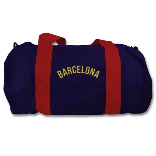 Barcelona-inspired retro-style football holdall bag with embroidered design