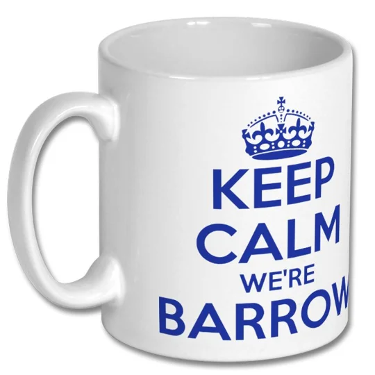 Barrow-inspired Keep Calm football gift mug with retro design