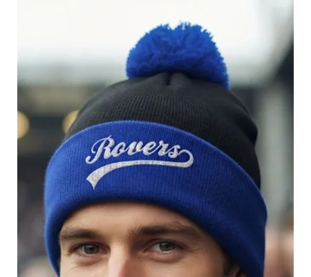 Blackburn-Inspired Retro-Style Embroidered Football Bobble Hat