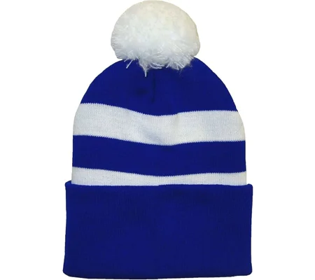Saints Colours Blue and White Retro-Style Football Bobble Hat