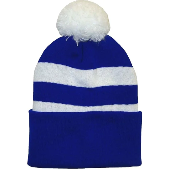 Saints Colours Blue and White Retro-Style Football Bobble Hat