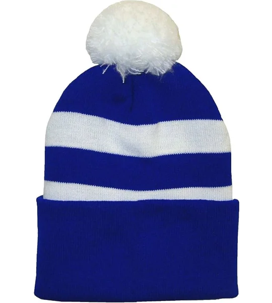 Saints Colours Blue and White Retro-Style Football Bobble Hat