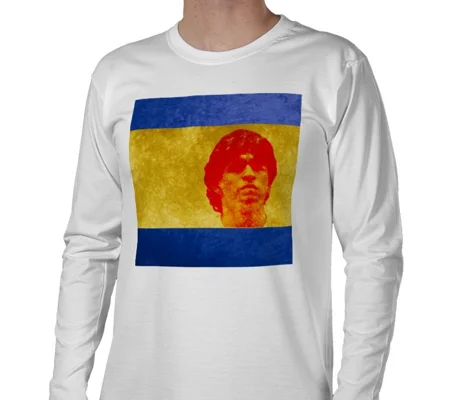 Boca Juniors Diego Maradona Iconic Legend Long-Sleeve T-Shirt White | Vintage Football Tribute Shirt